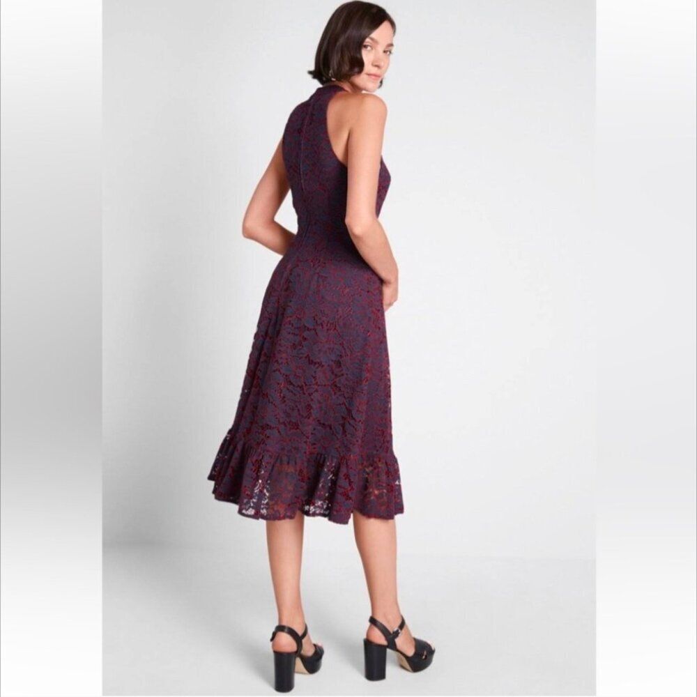 ModCloth | A Night Like This Halter Dress | Navy & Red | Size 10 - Picture 3 of 11